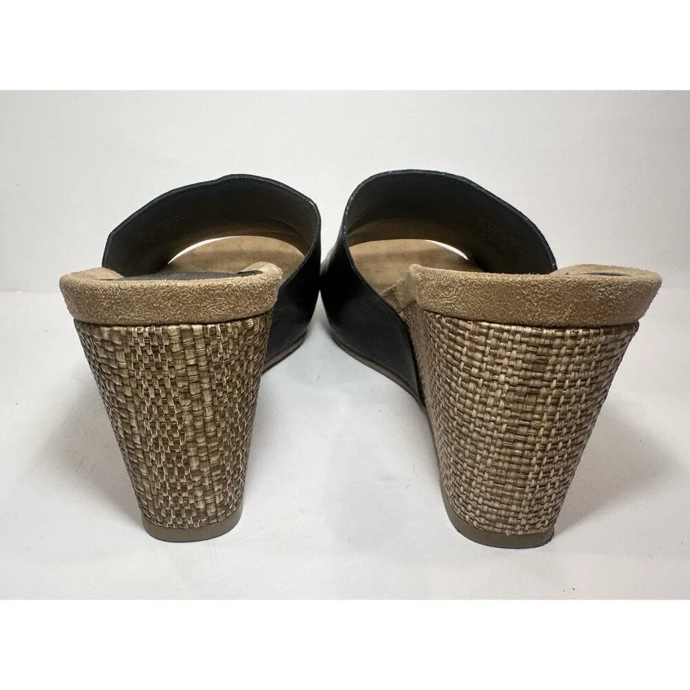 Style & Co Black Slide Wedge Sandals Women’s 7.5M Espadrille Look